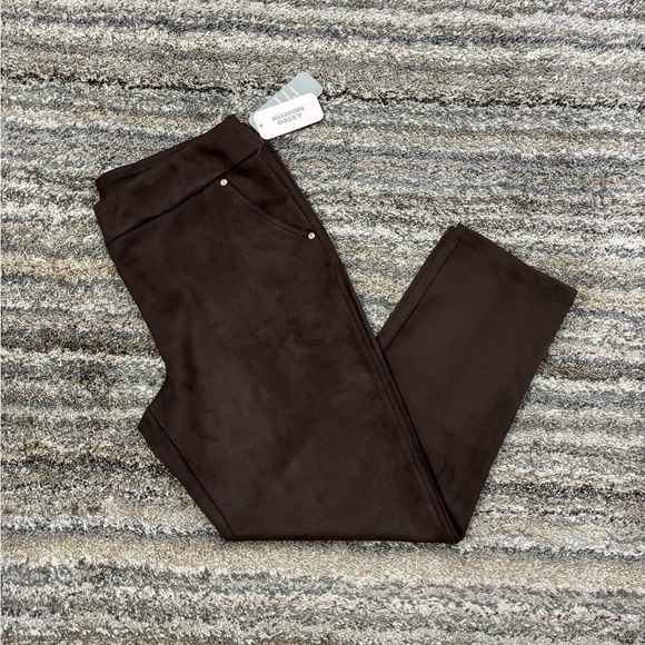 Allison Daley Faux Suede Skinny Jeggings Sz Large NWT | Brown Pull-On Jeggings- - Picture 12 of 14